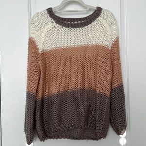 Tri-color crochet style sweater